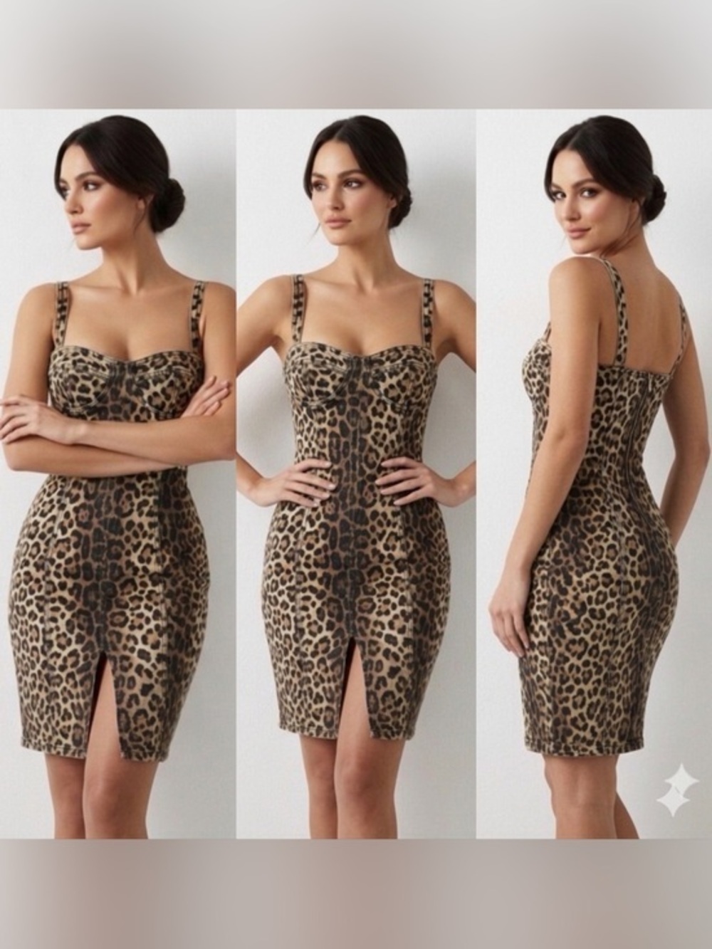 NWT Red Leopard Print Frill Hem Midi Dress